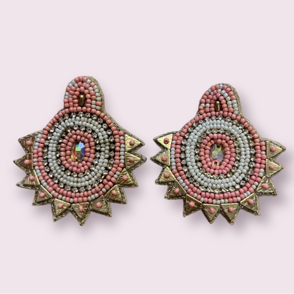 Boutique Beaded gold & Coral earrings
